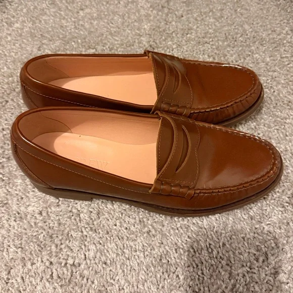 J Crew Winona Penny Loafers in Spazzolato Leather - Rich Caramel - Picture 4 of 6